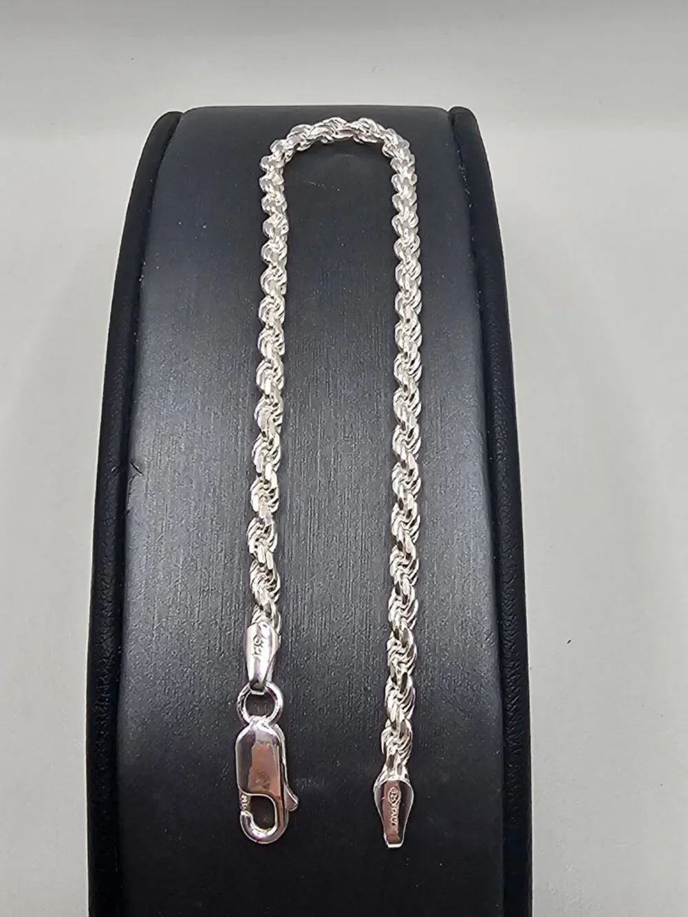 Sterling Silver 925 High Polished Diamond Cut Rope Bracelet 2.8mm 7 inches
